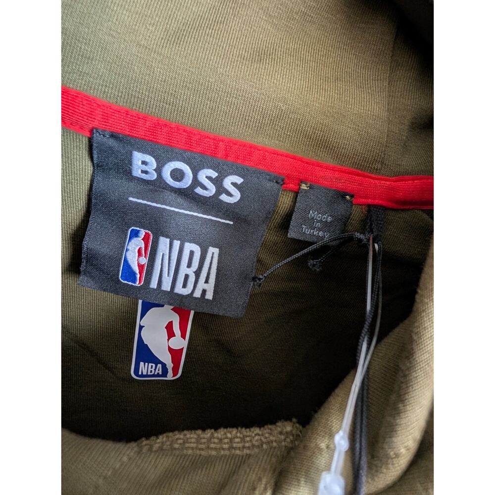 NWT NBA X Hugo Boss Pullover Hoodie Mens Small Olive Green Graphic Logo 10236761 - Picture 3 of 6